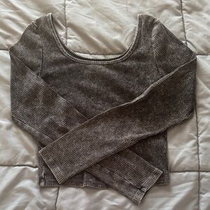 Wild Fable Charcoal Ribbed Top (XS)